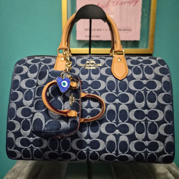 Coach Handbags - COACH LARGE DENIM ROWAN
